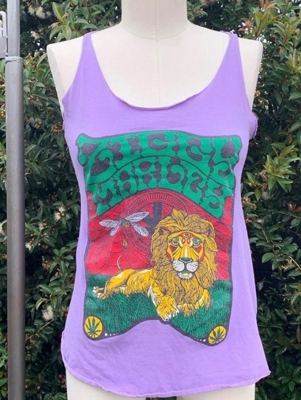 Ziggy Marley Graphic Tank Top Purple Lion Print Reggae Retro Hippie